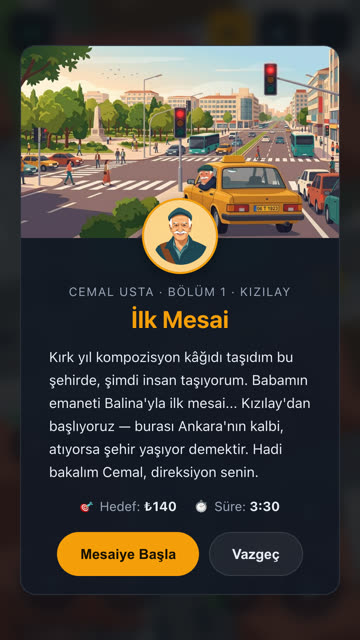 Cemal Usta'nın hikâye bölümü giriş ekranı